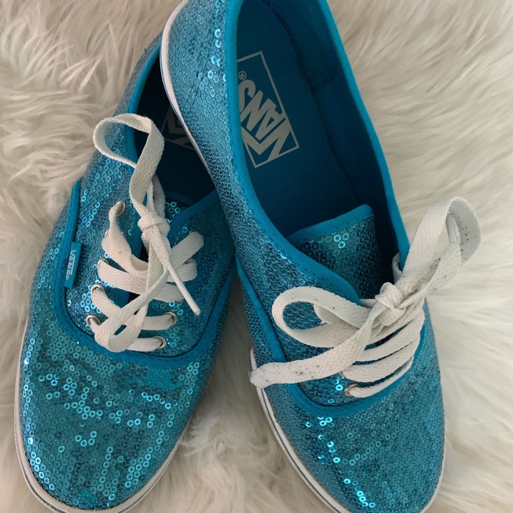 Vans Sequin turquoise sneakers 9.5 women’s 8 men’s - Picture 6 of 8